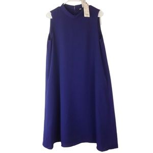 Uniqlo Blue A-Line Drape Sleeveless Medium Dress